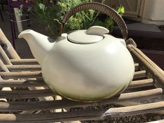 Edith Heath Mid Century Teapot & Lid Wrapped Handle Sausalito California Green