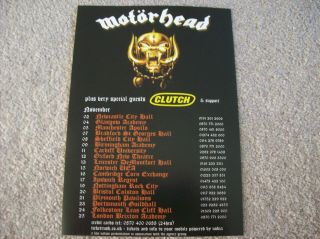Motorhead / Clutch 2006 Uk Tour Flyer
