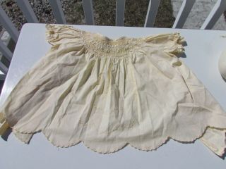 VTG baby dress hand embroidered smocked butter yellow 1960s doll bear 50s cotton 2