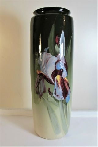 Antique Weller Pottery Eocean Iris Vase 14 " Inches