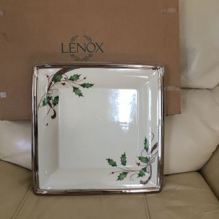 Lenox Holiday Nouveau Square Plate Platinum