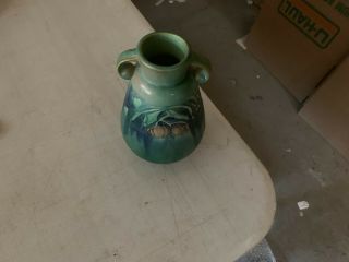 Roseville Pottery Green BANEDA Handled Vase 6 3/8 
