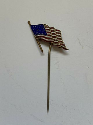 Antique American Flag Patriotic Stick Pin 44 Star Flag 1890 