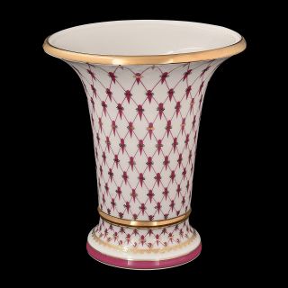 Russian Imperial Lomonosov Porcelain Vase Empire Net Blues 22k Gold Russia Rare