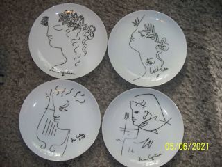 4 Jean Cocteau Limoges France Art Porcelain China 7 1/2 " Dessert Plates 4