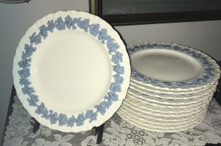 Wedgwood Embossed Queensware Lavender On Cream 8”salad Plates Set Of 12 Shell Bd