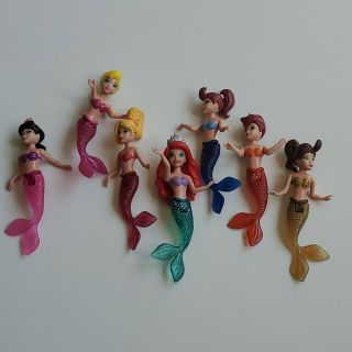Disney Polly Pocket Princess Little Mermaid Ariel And 6 Sisters Figures Dolls