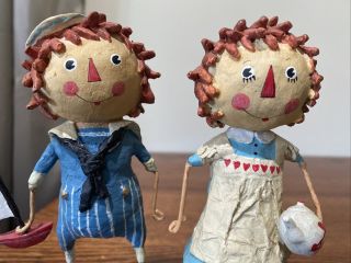 Lori Mitchell Raggedy Ann & Andy Resin Paper Pulp & Wire 6.  5 