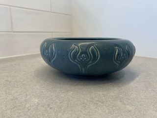 Rookwood Pottery - 1921 - Arts And Crafts Mottled Matte Blue Bowl Style 2534