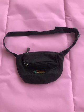 Vintage Everest 80s Black Festival Fanny Pack Waist Bag B32