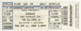 Rare Garbage 4/11/05 Los Angeles Ca The Wiltern Ticket