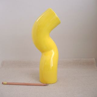 Raymor Postmodern Yellow Tube Vase Alvino Bagni Tubo Italy Ceramic Memphis MCM 2