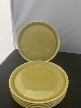 Russel Wright American Modern Steubenville Chartreuse 10 " Dinner Plates Set Of 6