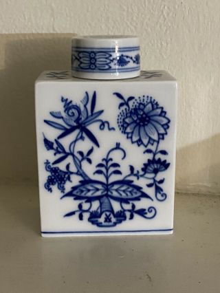 Meissen Porcelain Blue Onion Tea Caddy Jar Porzellan Zwiebelmuster Teedose