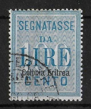 Eritrea Italy 1903 Segnatasse 100 L Blue Sass 13 Cv €225 Vf