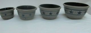 Set Of 4 Rowe Pottery Stars & Stripes Mixing Bowls 1994
