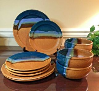 Great 11 Piece Set Sunset Canyon Pottery Earth And Sky Plates And Cereal Bowls