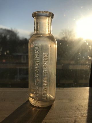 Vintage Antique Medicine Bottle Minard’s Liniment Framingham,  Mass.