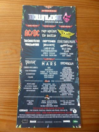 Download Fest 2010 Flyer - Ac/dc - Rage Against The Machine - Aerosmith