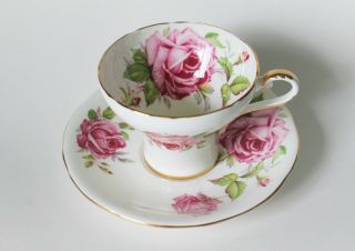 Rare Aynsley Bone China Tea Cup Corset Shape Cabbage Rose