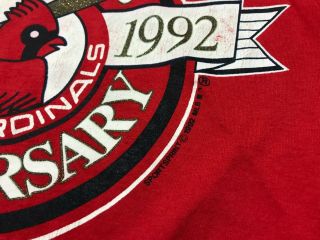 LARGE - Vtg 1992 MLB St.  Louis Cardinals 100 Years Single Stitch 90s T - Shirt USA 3