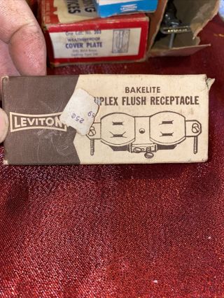 Vintage Leviton 222 - I Duplex Flush Receptacle Ivory Bakelite 15a - 125v