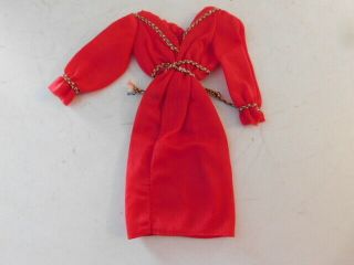 Vintage Barbie Doll Fashions Red Evening Dress With Rope Belt No Tears