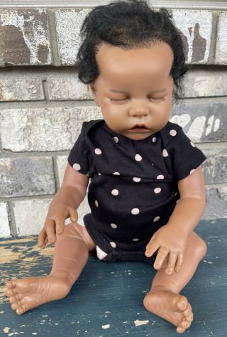 Vintage Anatomically Correct African American Baby Girl Doll 18”