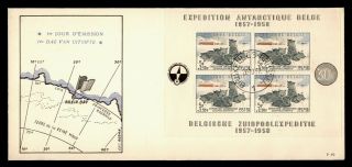Dr Who 1957 Belgium Fdc Antarctic Expedition Cachet S/s G03571