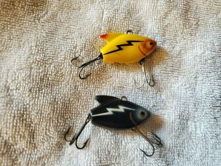 Heddon Sonic Fishing Lures X 2 Different Black W Silver & Yellow W Black Lightni