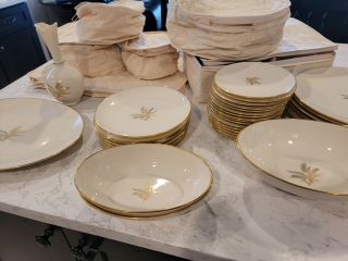 Wheat By Lenox China With Gold Trim (r - 442) - 55 Piece Set