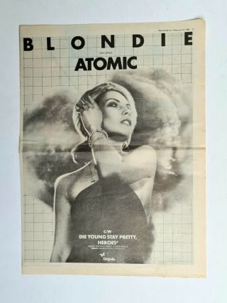 Blondie (debbie Harry) - Atomic - Vintage 1980 U.  K Record Mirror A3 Ad / Poster