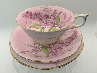Paragon Pink Lilac England Teacup,  Saucer And Snack Plate