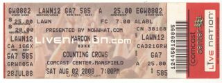 Rare Maroon 5 & Counting Crows 8/2/08 Mansfield Ma Concert Ticket Boston