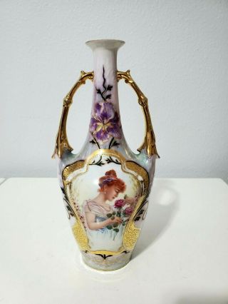 Es Germany Erdmann Schlegelmilch 1861 - 937 Vase With Portrait,  Gilded
