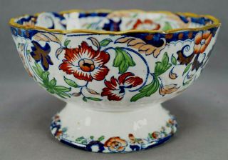 Minton Amherst Japan Hand Colored Transferware Ironstone Footed Bowl C.  1840s