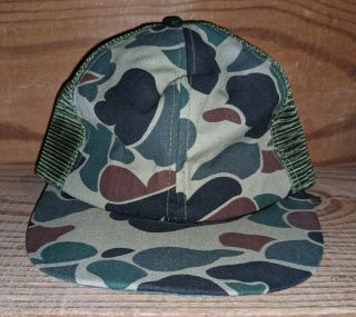 Vintage Camo Adjustable Snapback Trucker Hat Blank Camouflage Green Mesh Usa