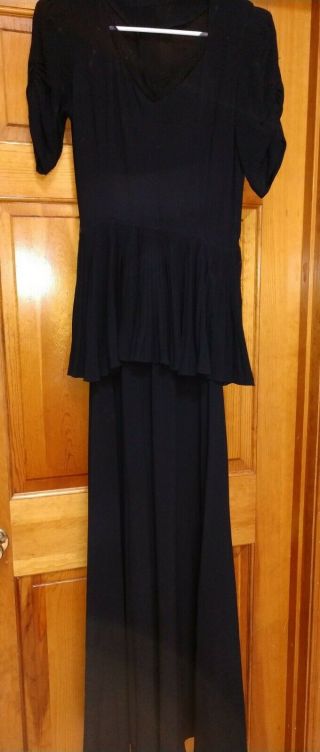 Vintage Black Evening Dress - Size S - 1930s/40s