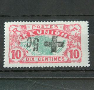 French Cols - Reunion 1915 10c Error With Inv Red Cross Surch In Black C/v £450