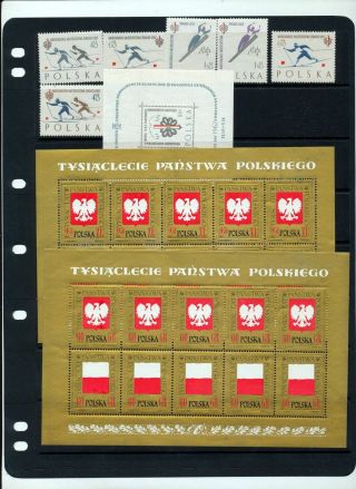 Poland 1960s Sheets Costumes Birds Sport Mnh (appx 160 Items) Za 993