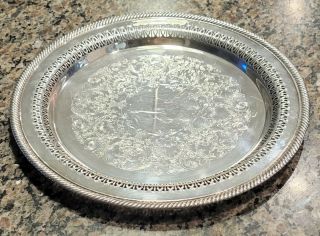 Vintage Wm Rogers Round Silverplate Serving Tray 12 Inch 170