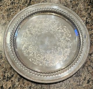 VINTAGE WM ROGERS ROUND SILVERPLATE SERVING TRAY 12 INCH 170 2