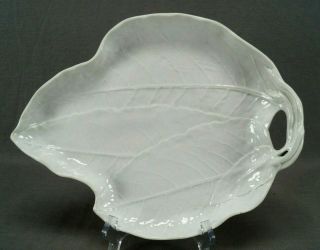 18th Century Kpm Berlin White Blanc De Chine Large Porcelain Molded Leaf Dish