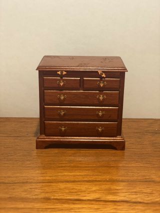 Vintage The House Of Miniatures Chippendale 6 Drawer Chest Dresser X - Acto