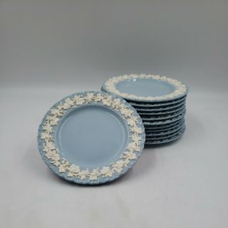 Wedgewood Queensware Embossed Cream On Lavender Shell 6.  5 " Plates Set Of 12 V1e