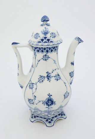 Coffee Pot 1202 - Blue Fluted - Royal Copenhagen - Full Lace - 2nd Quality 2