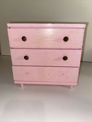 Vintage Vogue Ginny Doll Furniture Pink Dresser 3 Drawers Strombecker 1950s