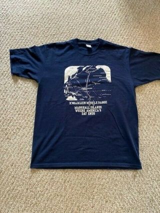Vintage Kwajalein Missile Range Marshall Islands Blue T - Shirt Men 