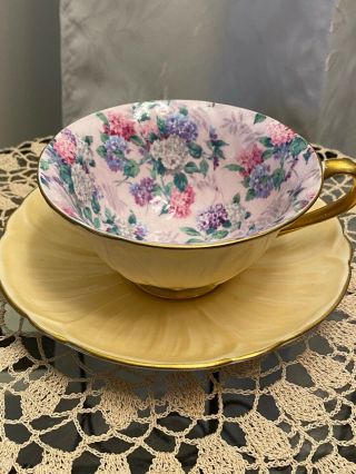 Rare Shelley Yellow Chintz - Oleander Footed Tea Cup And Saucer