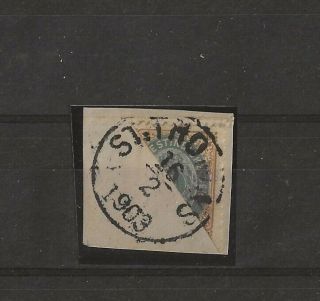 DANISH WEST INDIES DWI 1903 4c BISECT on piece on SG card,  Sc 18a/SG 18a 3